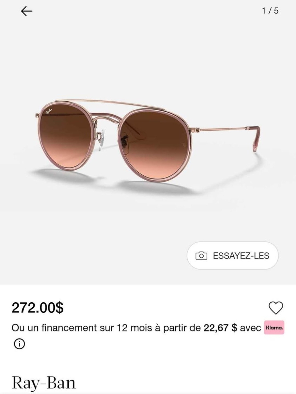 Ray-Ban Women's Pink Frame Round Sunglasses with Brown Gradient Lenses